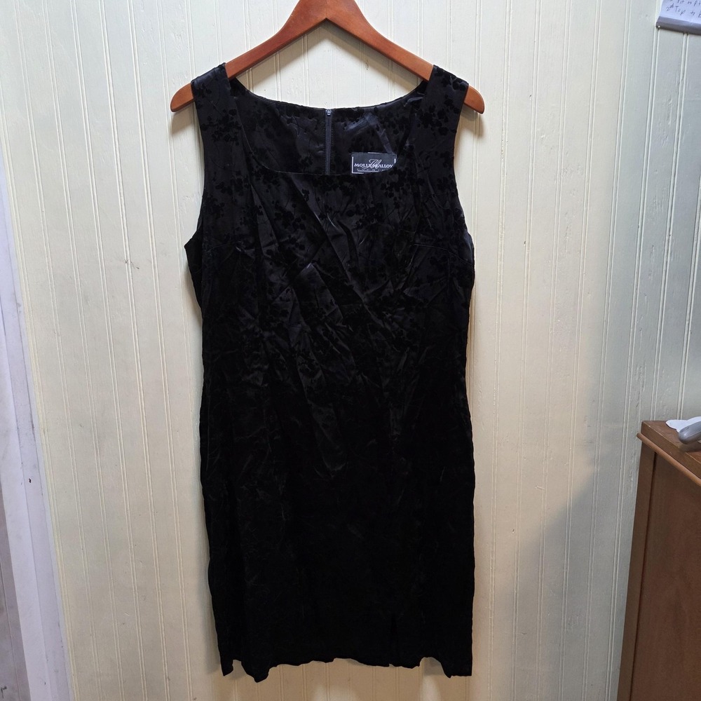 Molly Malloy Evening Dress Womens 14 Black Velvet Sleeveless Sheathโ Knee Length